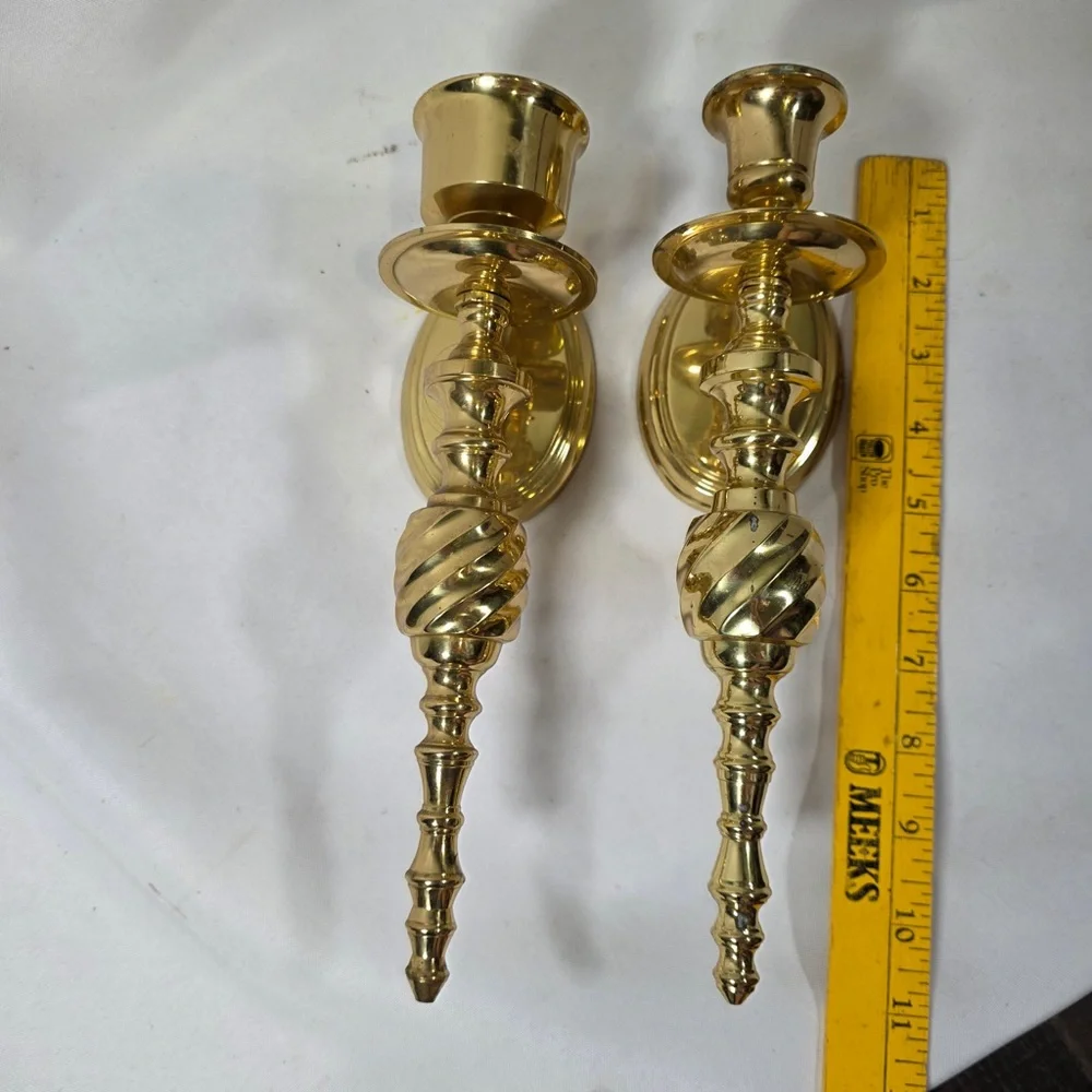 Brass Decorative Wall Sconces Pair - Polished Gold Finish